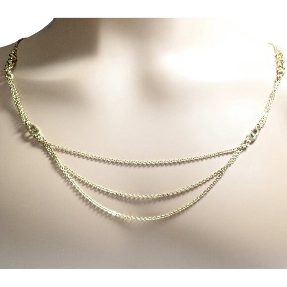 Vintage! Christian Dior Solid 18k Gold CD Three Strand 28" Long Necklace Germany - Picture 10 of 14